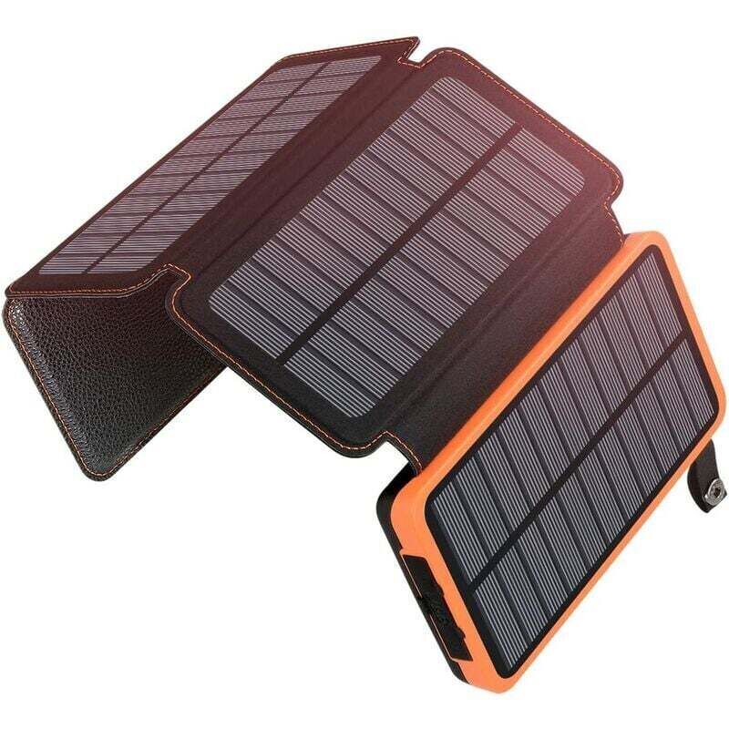 Tragbares Solarladegerät Mit 20000 Mah – Wasserdicht Und Stoßfest – 2 Usb-anschlüsse Mit Schnellladefunktion – 9-led-taschenlampe
