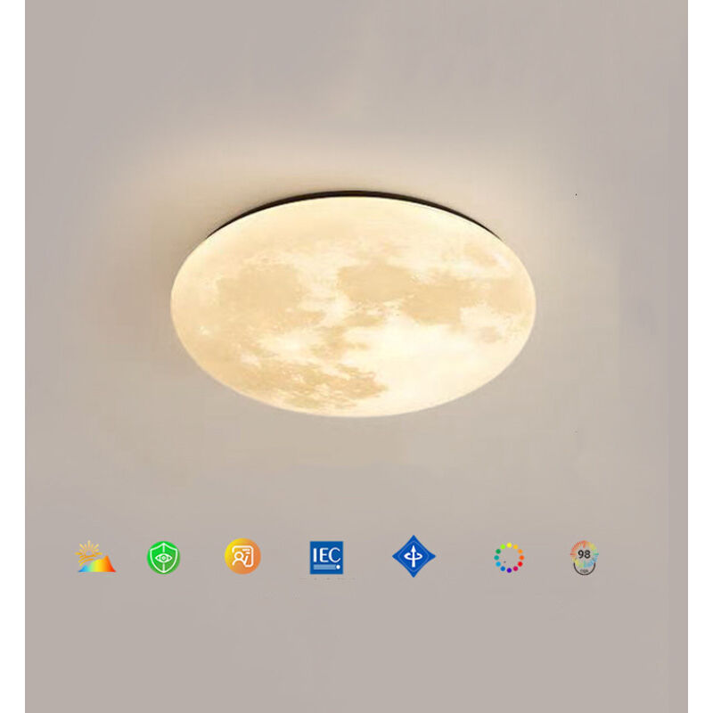 Led-deckenleuchte Ø 33 Cm – Dimmbare Mondlampe Mit Fernbedienung – Nachtmodus Und Speicherfunktion – Hochtransparenter Kunststoff