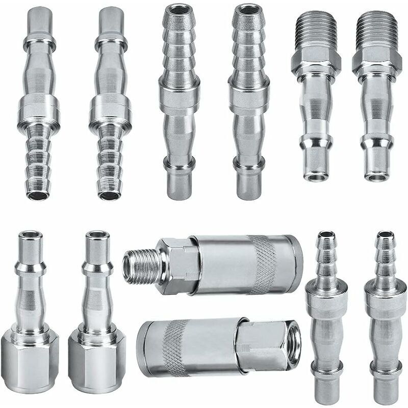 Bsp 6,35 Mm Luftverschraubungen – 12er-packung Für 6-, 8- Und 10-mm-schläuche – Gehärteter Stahl – Integriertes Anti-leckage-ventil