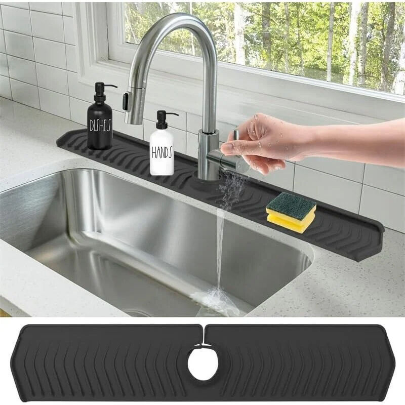 Silikon-spritzschutzmatte Für Die Küchenspüle – Schneller Wasserablauf – Verstellbare Breite 14,5 Cm – Leicht Zu Reinigen