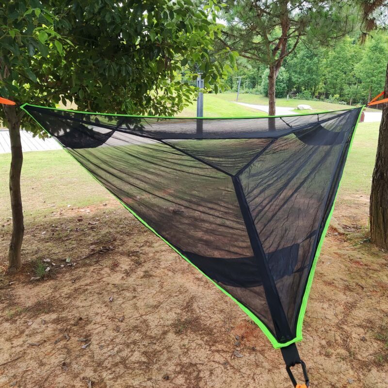 Dreieckige Lufthängematte 280 X 280 Cm Für 3 Personen – Hochwertiges Nylon – Verstärkte Nähte – Zur Befestigung An Bäumen Im Freien