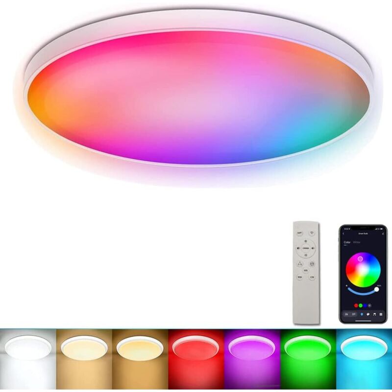 Intelligente Led-deckenleuchte Mit Fernbedienung, 24 W, 30 Cm, 2400 Lm, 2700–6500 K, Synchrone Farben, App-steuerung Mit Musik, Farbtemperaturregelung, Dimmfunktion, Timer Für Schlafzimmer, Wohnzimmer