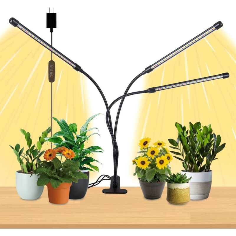 Pflanzenlampe, 3-flammige Gartenbaulampe, Vollspektrum-pflanzenlampe Mit Automatischer Ein-/ausschaltfunktion, [energieklasse G]