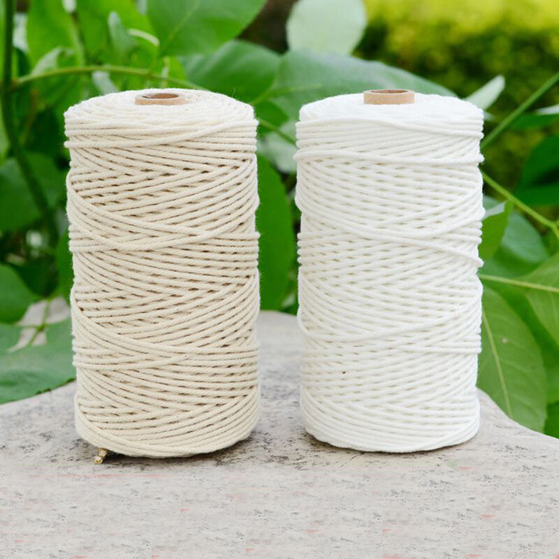 Stück Strapazierfähige Weiße Baumwollschnur, Naturbeige Gedrehte Schnur, Makramee-kette, Diy-heimdekorationszubehör, 3 Mm × 200 M