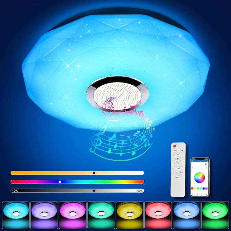 36w Bluetooth-led-deckenleuchte Mit Fernbedienung – Einstellbare Helligkeit 3000k-6500k – Ip44 Wasserdicht – Ø30cm Für Wohn- Und Schlafzimmer