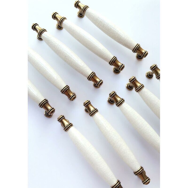 10 X Keramik-möbelgriffe, Rohrgriffe Mit 128 Mm Schraubenlochabstand