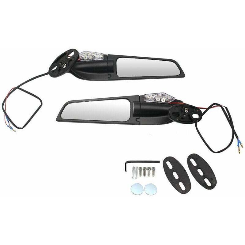 2 Stück Modifizierte Motorrad-windabweiser, Universeller Rückspiegelspoiler, 90° Drehbare, Verstellbare Seitenspiegel Mit Blinkern