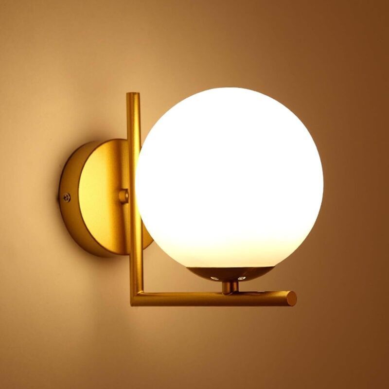 Moderne Goldene Wandleuchte, Innenwandleuchte Mit Glasschirm, Led-wandlampe, Nachttischlampe Für Schlafzimmer/flur (typ A, Gold)