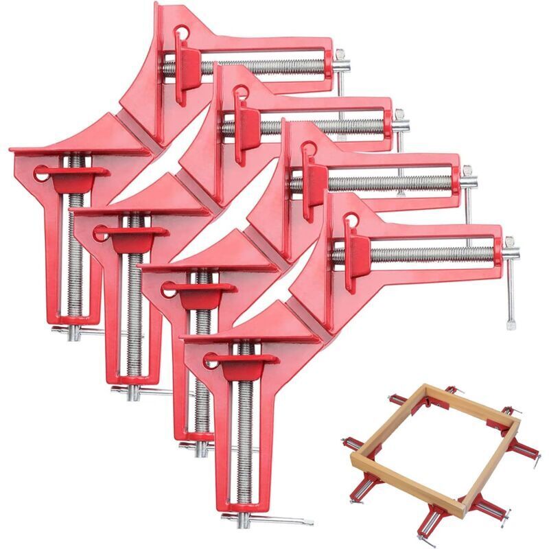 90-grad-winkelklemme – Set Mit 4 Verstellbaren Aluminiumgussklemmen – Maximale Spannweite 77 Mm Für Präzise Holzbearbeitung