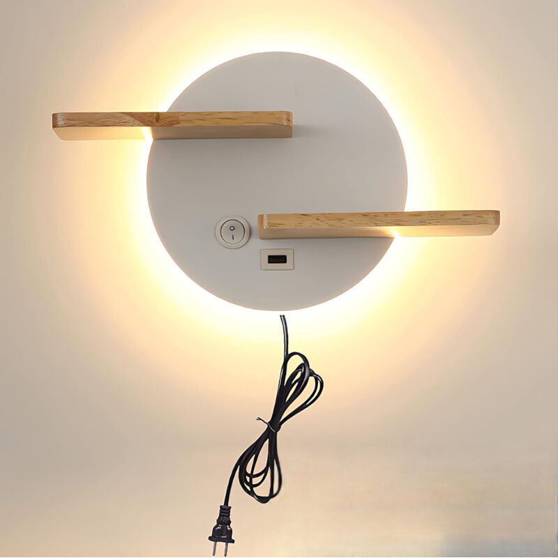 9-w-led-wandleuchte Mit Usb-anschluss – Warmweißes Licht (3000 K) – Holz Und Metall – 880 Lumen – Moderne Leseleuchte Für Schlafzimmer Und Büro