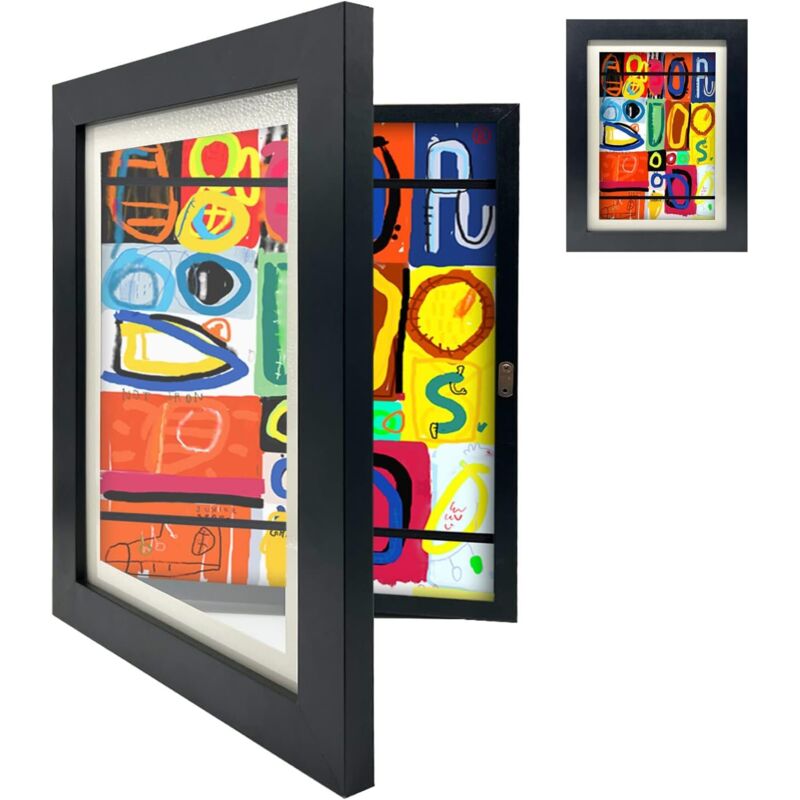Wechselbarer Bilderrahmen Für Kinder, Magnetischer Klappdeckel-bilderrahmen, Kunst-bilderrahmen Für Kinder 35 X 28,5 X 4 Cm – Schwarz