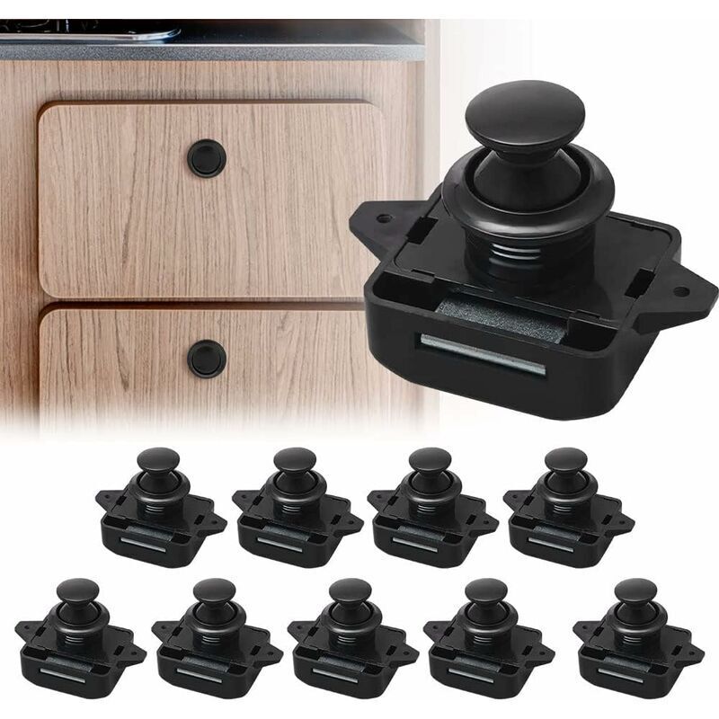 10er-pack Druckknopf-schrankschlösser, Schlüsselloser Riegel, Einstellbare Riegelstärke 15–18 Mm, Für Boote, Transporter Und Yachten