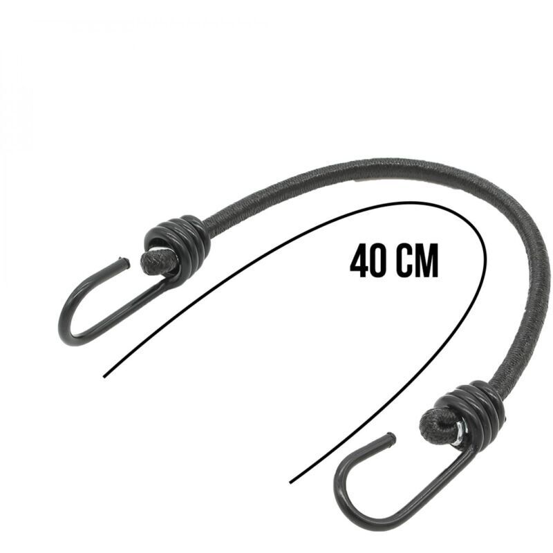 10er-pack Elastische Bungee-seile Mit 2 Haken, 40 Cm, Schwarz