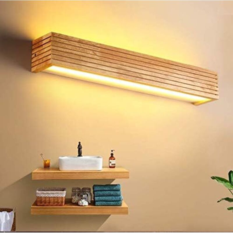 8-w-led-wandleuchte Aus Holz – Warmweißes Licht – 35 Cm Für Wohnzimmer, Schlafzimmer, Büro – Feuchtigkeits- Und Stoßfest