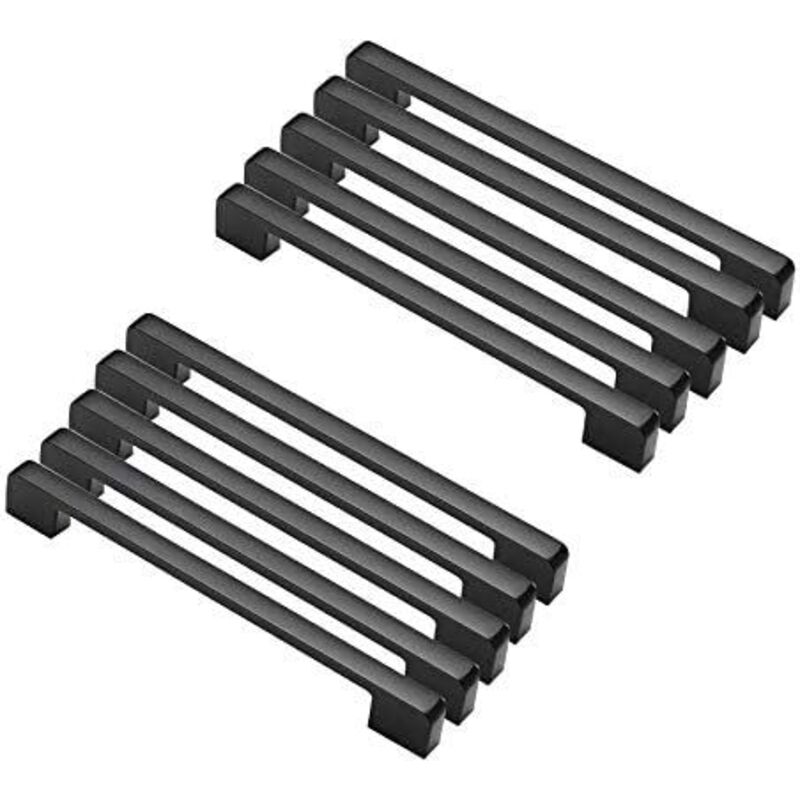 Set Mit 10 Möbelgriffen, 192 Mm Lochabstand – Schwarzes Zink – Für Schränke Und Schubladen – Einfache Montage Mit Mitgelieferten Schrauben – 192 Mm Griff
