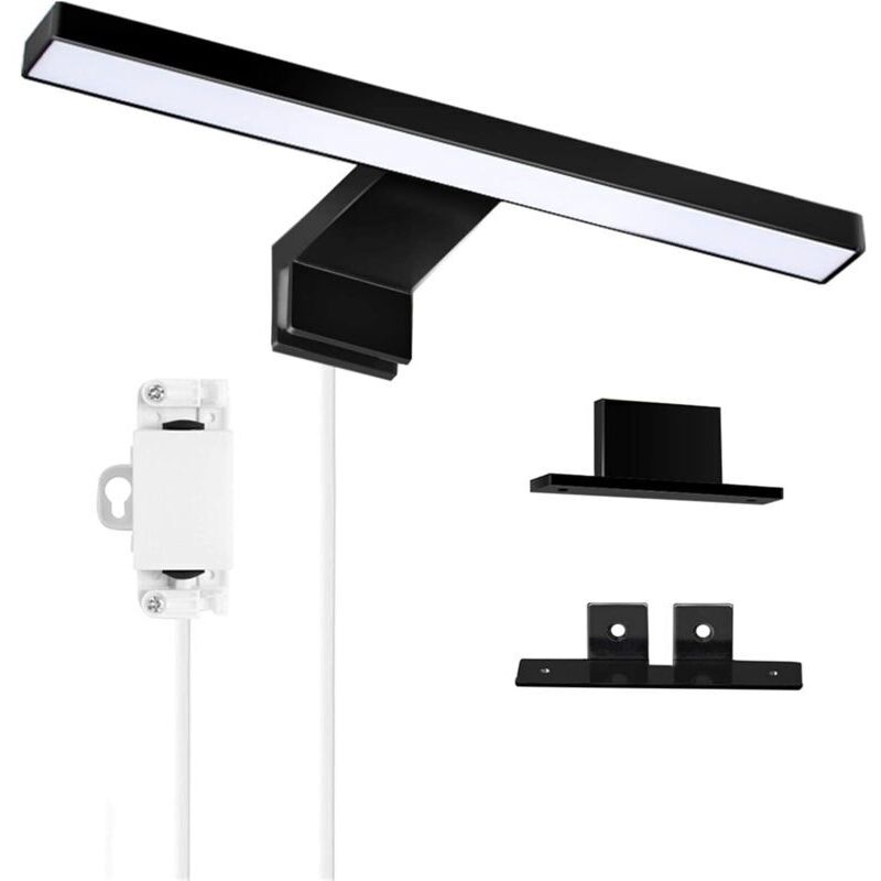 Led-badezimmerspiegelleuchte, Schwarz, 5 W, 30 Cm, 400 Lm Schrankleuchte, Kaltweiß 6000 K Ip44 Wasserdichte Klemmleuchte Für Badezimmermöbel Wandaufbauleuchte (300 Mm)
