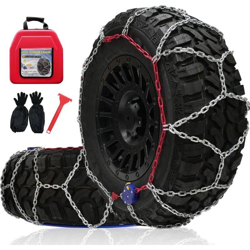 Set Mit 2 Selbstsichernden Schneeketten - 12 Mm - Schnelle Montage In 1 Minute - Mit Automatischem Spanner - Notfall-traktionskette Für Pick-ups Und Geländewagen