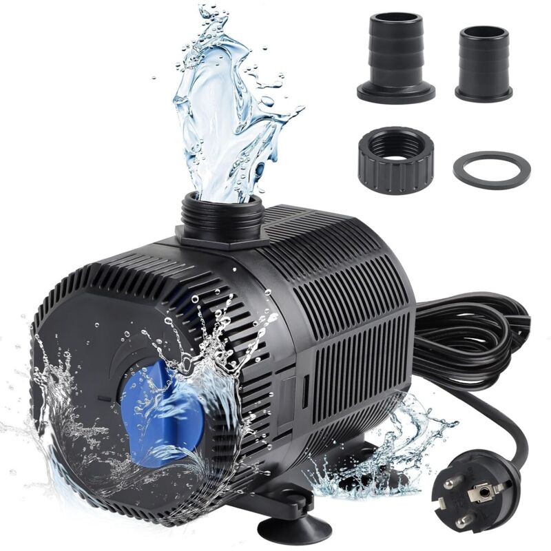 Teichpumpe, 3000 L/h Filterpumpe, Gartenpumpe, Springbrunnenpumpe Mit Filter, 55-w-tauchpumpe Für Aquarien Mit 10-m-kabel Und 2 Düsen, Pumpe Für Fischteiche, Filteranlagen, Gärten Und Schwimmbäder