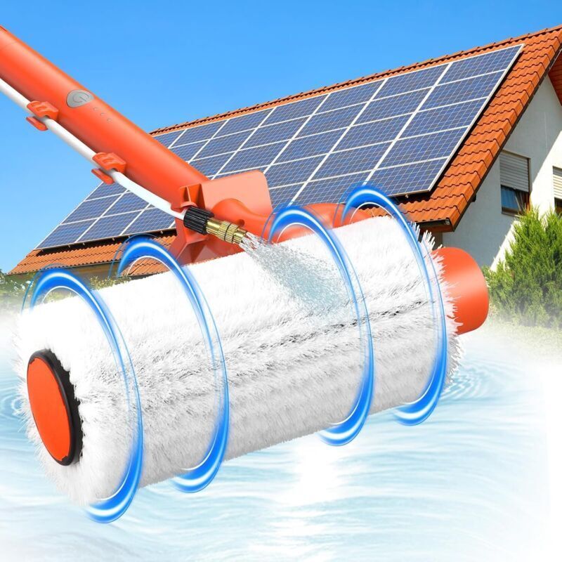 6,5 M Lange, Teleskopierbare Elektrische Waschbürste – Elektrische Walzenreinigungsbürste Mit Schlauchanschluss Für Die Reinigung Von Photovoltaikanlagen, Fenstern, Terrassendächern Und Gewächshäusern