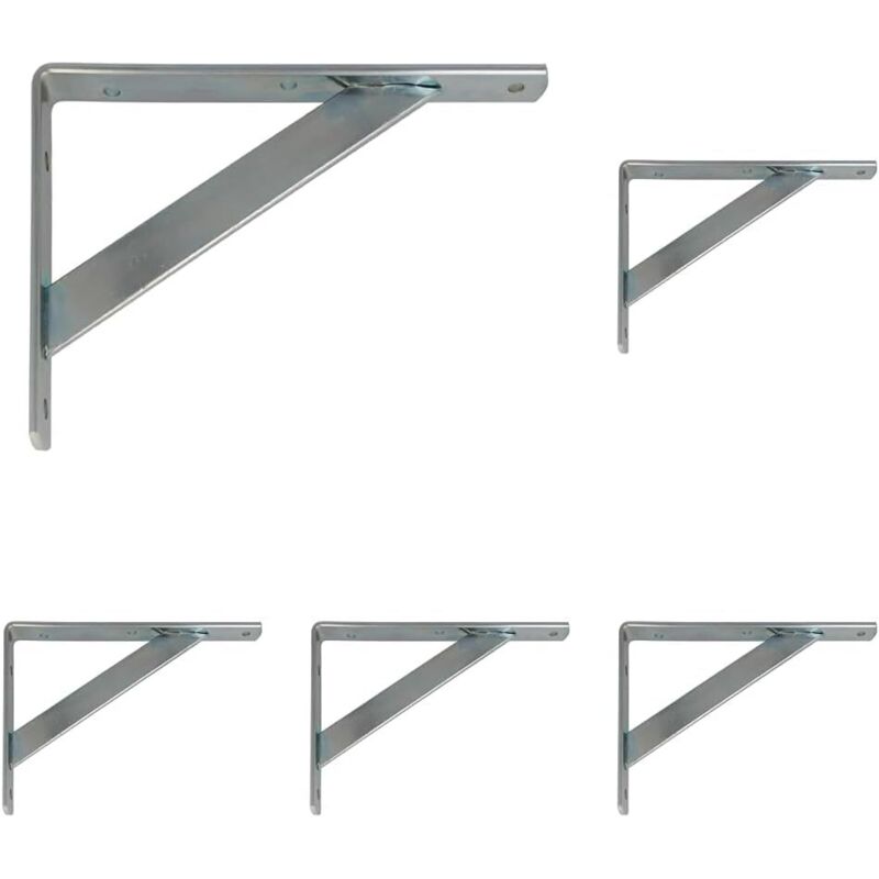Wandregalhalterung, Regalträger, Stahlregalhalterung, Farbe: Verzinkt, Abmessungen: 200 X 125 Mm, Maximale Traglast: 320 Kg (5er-pack)