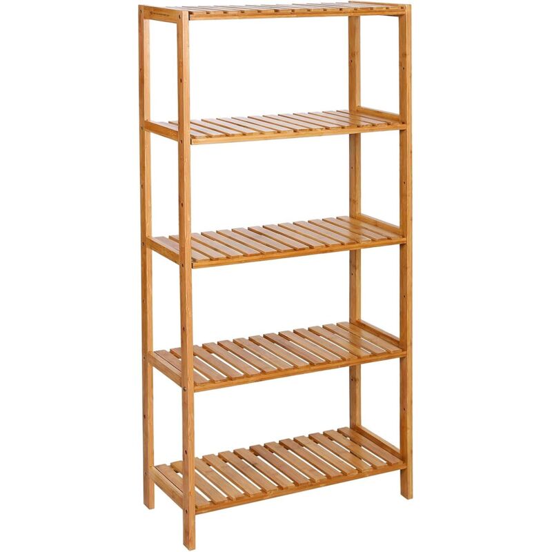 Ablageregal, 5-stöckiges Schuhregal, Pflanzenständer, Multifunktional, Für Eingangsbereich, Badezimmer, Balkon, Küche, 26 X 60 X 130 Cm, Natur