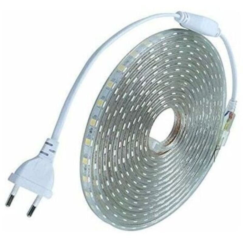 10 Meter Led-streifen, 220 V, Ip68 Wasserdicht, Kaltweiß 6000 K, Smd5050, 60 Leds/m – Innen- Und Außenbeleuchtung – Einfache Installation Am Stromnetz