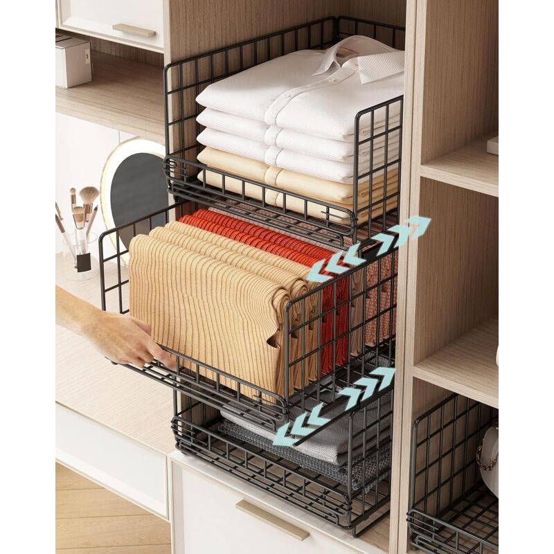 3-teiliger Schiebeorganizer – Schubladenorganizer – Kleideraufbewahrungsbox Für Den Kleiderschrank – Schwarz