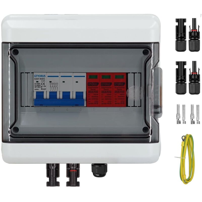 Photovoltaik-anschlussdose, Ip65 Überspannungsschutz, Dc-photovoltaik, 1 Strang 1000v Pv Dc-leistungsschalter Mit Solarstecker (1 Eingang, 1 Ausgang, 25a)