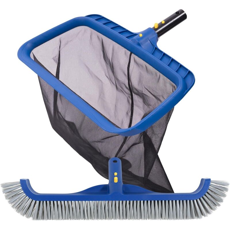 Schwimmbadreinigungsset Mit Feinmaschigem Skimmernetz Und 45 Cm Langer Poolbürste, Stabilem Skimmernetz Und Professionellem Bürstenkopf Für Eingelassene Schwimmbecken / Schwimmbecken