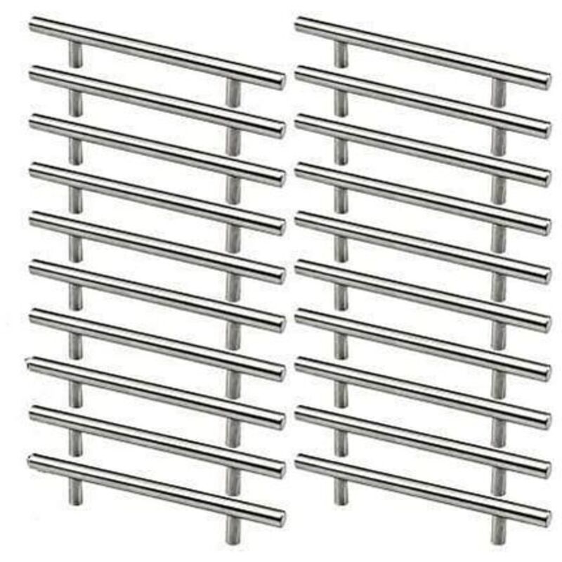 20 Stück Edelstahl-möbelgriffe, Küchenschrankgriffe, 128 Mm Lochabstand, Gebürsteter Stahl, T-griff Für Schranktüren