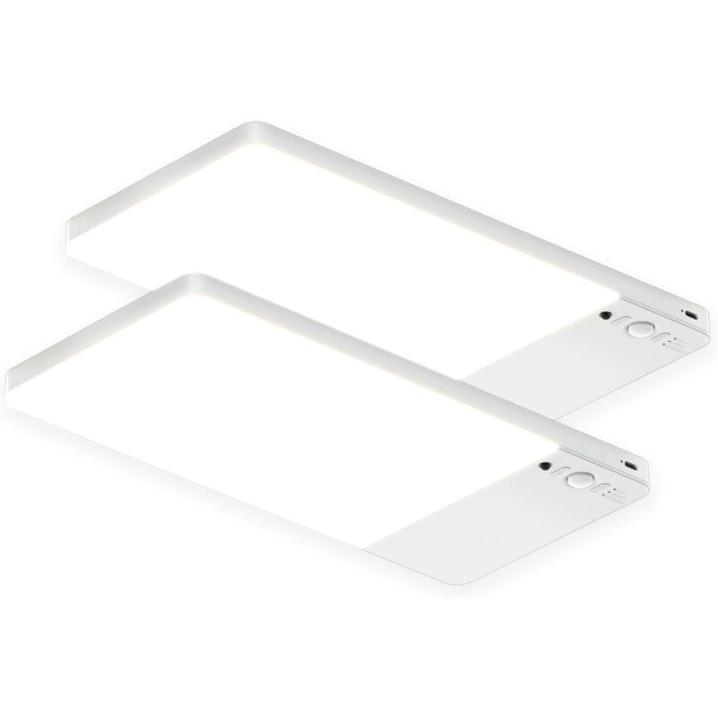 Set Mit 2 Wiederaufladbaren Deckenleuchten Mit Bewegungsmelder – 12.000 Mah Led-schrankleuchte – Duschleuchte Für Badezimmer, Keller, Garage, Fernbedienung
