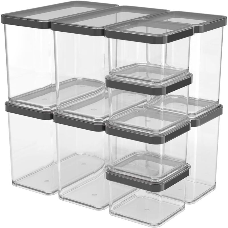 Set Mit 10 Bpa-freien Aufbewahrungsboxen Aus Pp-kunststoff, Schwarz, 32,3 X 22,3 X 32,4 Cm