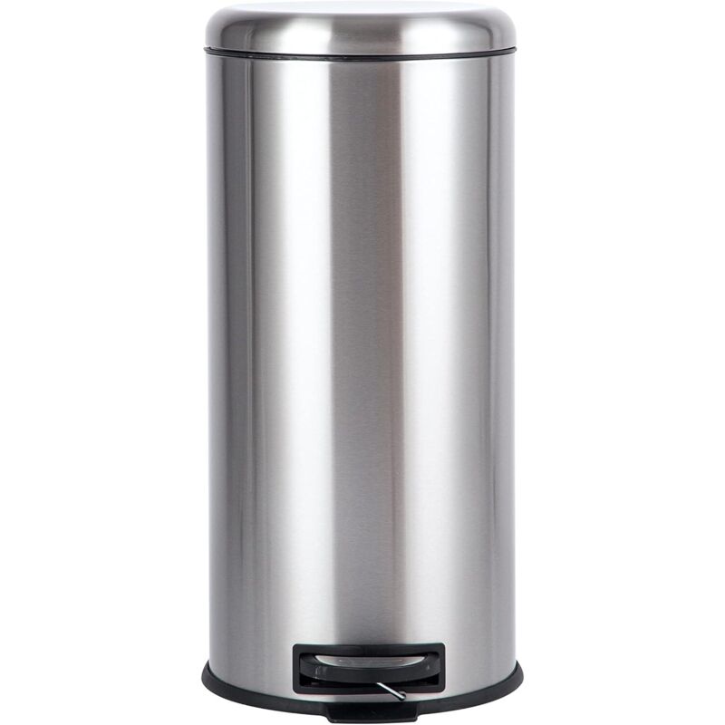 Runder Treteimer, Edelstahl, 30 L, Silber, Satiniert