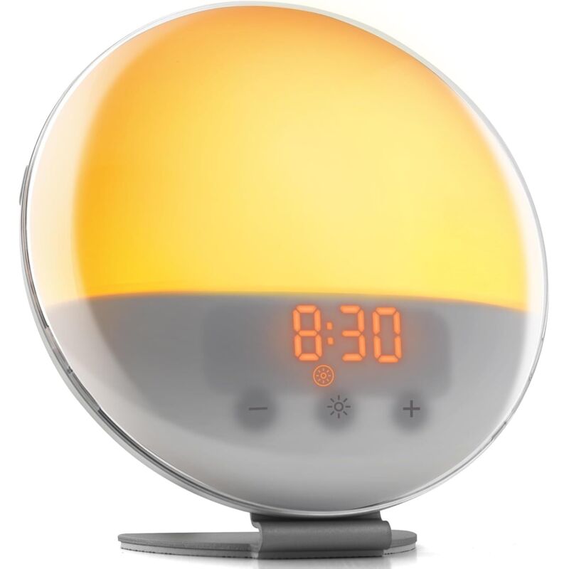 Sonnenaufgangssimulator – Aufwachen Im Licht – Lichtwecker Mit Dunkelmodus Und Weißem Rauschen – Simuliert Sonnenlicht, Sonnenuntergang, Nachttischlampe Und Radio
