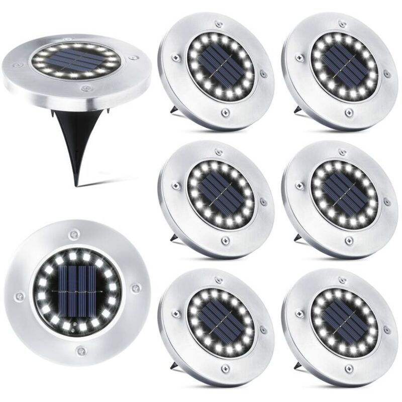 16 Led-solar-außenleuchten, 8 Wasserdichte Solar-gartenstrahler Für Gehwege, Pfade, Terrassen, Höfe, Unterirdische Installation Und Rasenflächen