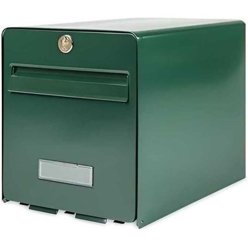 Briefkasten, 1-türig, Grün, Verzinkter Stahl, Mit Vollständig Zu Öffnender Tür Und Briefstopper (tür Verriegelt Bei 120°)