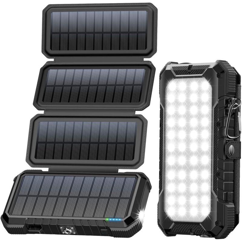 Tragbares Solarladegerät Mit 20000 Mah Kapazität, 4 Solarzellen, Wasserdichter Externer Akku Mit 4 X 18w Usb-anschlüssen, Qc 3.0 Schnellladegerät, Usb-c-powerbank Für Mobiltelefone Und Tablets