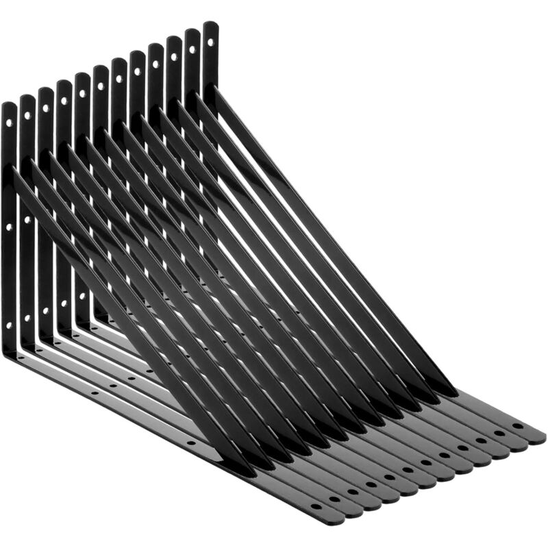 12-teiliges Regalträger-set, 400 X 250 Mm, Schwarze Metall-regalträger, Robuste Metall-wandhalterung, Regalstütze, Wandhalterung, Regalträger