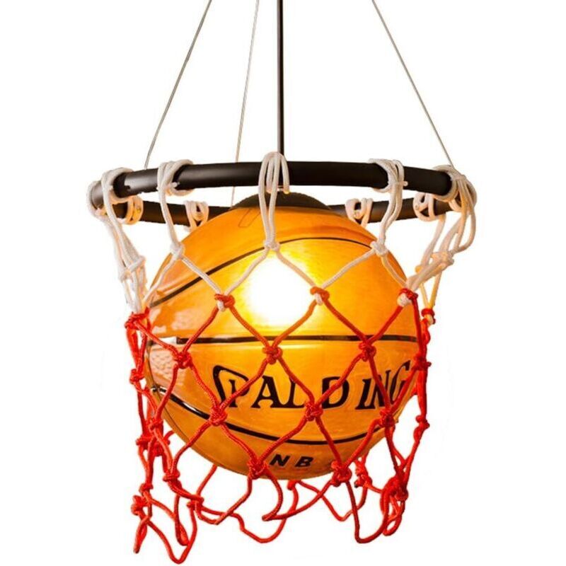 Kreative Basketball-pendelleuchte Mit Glasschirm Und E27-fassung, Kupferlampe