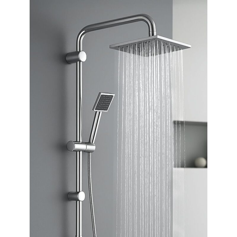 8-zoll-duschsäule Aus Chrom Mit Regenduschkopf, Messingkonstruktion, 93,5 Cm Lange Thermostatgesteuerte Duschstange, Verstellbar Und Einfach Zu Montieren
