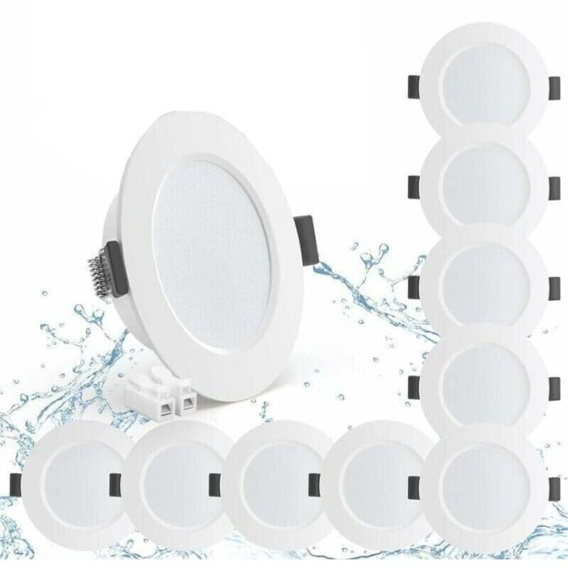 10er-pack Led-einbaustrahler, 5 W – Ip44, 98 Mm – Neutralweiß 4000 K – 450 Lm, Geeignet Für Bad, Wohnzimmer Und Küche