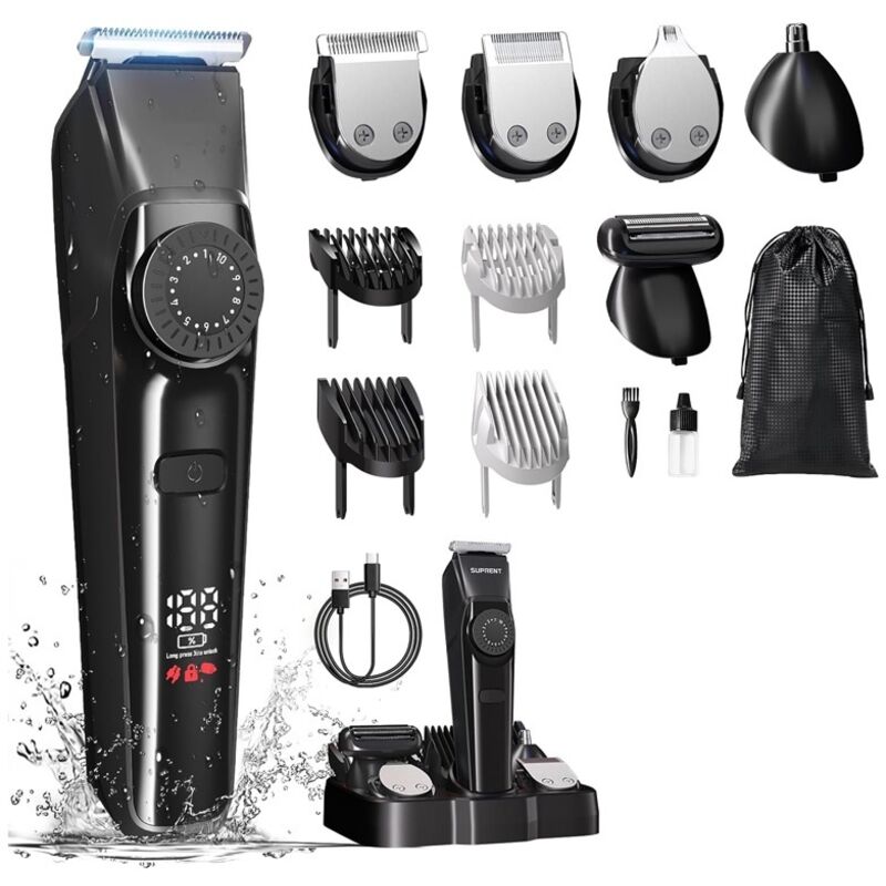 Professioneller Barttrimmer Für Herren – Kabelloser Elektrischer Bartrasierer Für Männer, Wasserdicht (ipx7), 4 Scherköpfe, 90 Minuten Akkulaufzeit