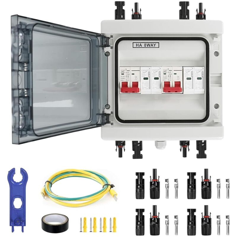 Photovoltaik-kombinationskasten, Solar-photovoltaik-anschlusskasten, Ip65 Dc-photovoltaik-überspannungsschutz, 2-string 1000v Pv Dc-leistungsschalter (2 Eingänge, 2 Ausgänge, 40a)