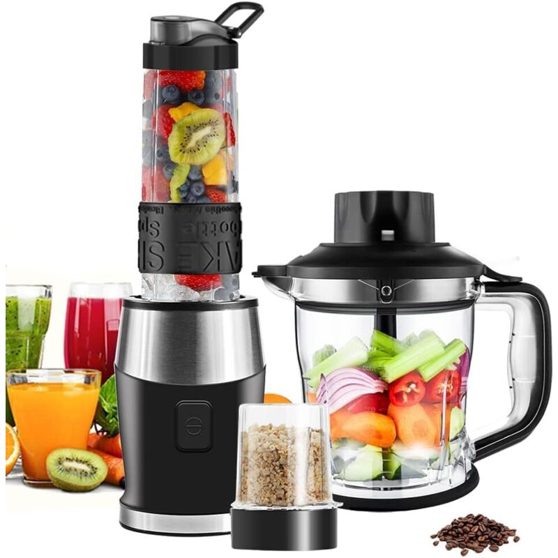 3-in-1-standmixer, 700-w-smoothie-mixer, 24.000 U/min, Mit 1,2-liter-behälter/570-ml-sportflasche/300-ml-mahlbecher, Bpa-frei
