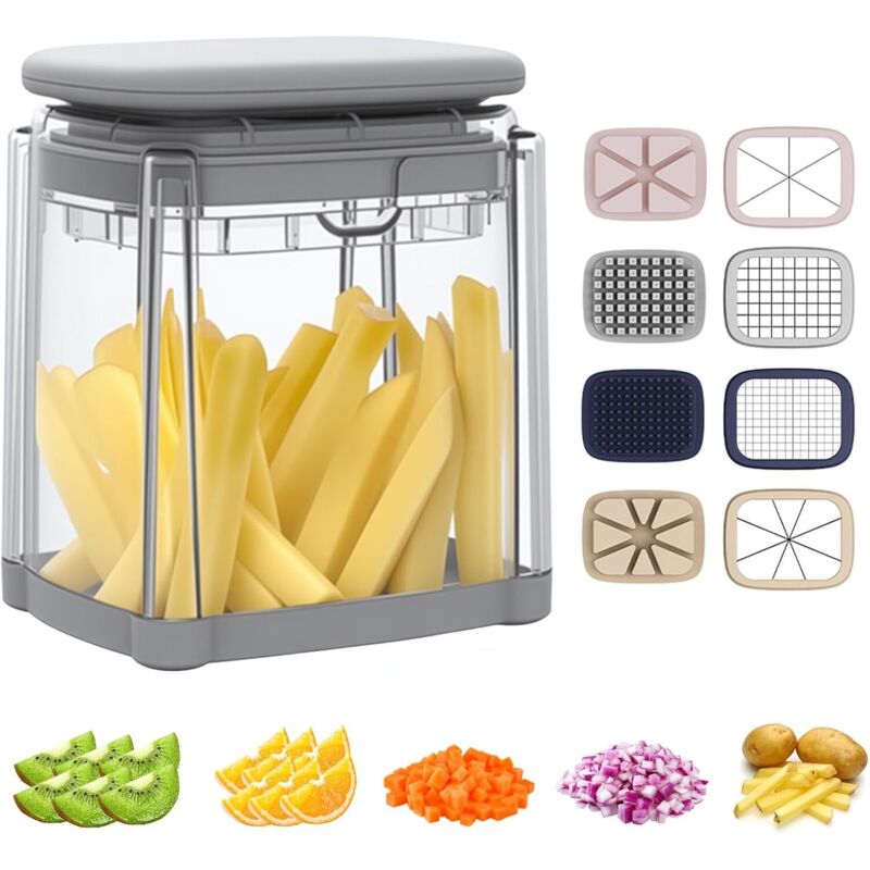 Pommes-frites-schneider, 4-in-1 Manueller Gemüseschneider Mit 4 Austauschbaren Klingen, Mandolinen-würfelpresse, Multifunktionaler Gemüseschneider Für Pommes Frites, Gurken, Karotten, Zwiebeln, Obst