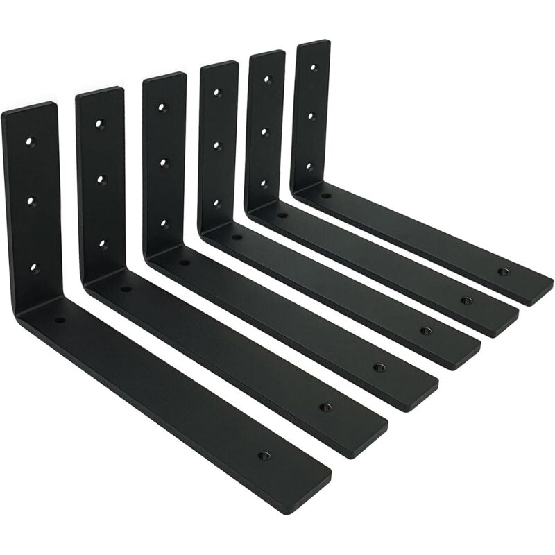 Set Mit 6 Wandregalhalterungen, Robuste Industrieregalträger, Schwerlasthalterungen, L-förmige Halterungen, 5 Mm Dick Mit Schrauben (30 Cm)