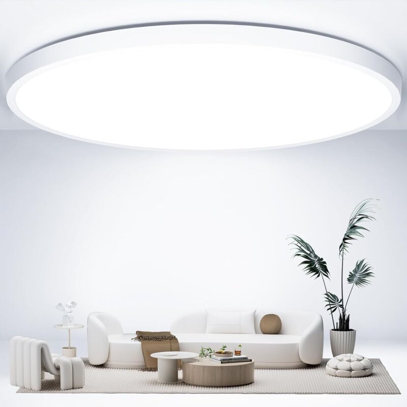 Led-deckenleuchte, Ø 50 Cm, 6500 K, 48 W, 4800 Lm, Schutzart Ip44, Geeignet Für Schlafzimmer, Badezimmer, Küche, Wohnzimmer, Balkon, Büro, Veranda