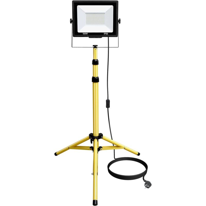 100-w-led-arbeitsleuchte Auf Stativ, 10.000 Lm, Wasserdichte Ip66-led-arbeitsleuchte Für Den Außenbereich, Geeignet Für Garage, Garten Und Baustelle, 6000 K Weiß, Mit Kabel