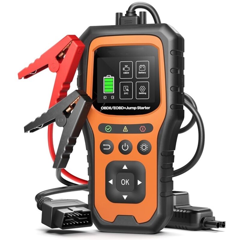 Starthilfegerät Mit Obd2-diagnose, 6000 A Starthilfe (für Alle Diesel- Und 10,0-liter-benzinmotoren), Französische Obd-diagnose Mit Batterietests, Starthilfegerät Mit Obdii-diagnose, Display, Klemmen,