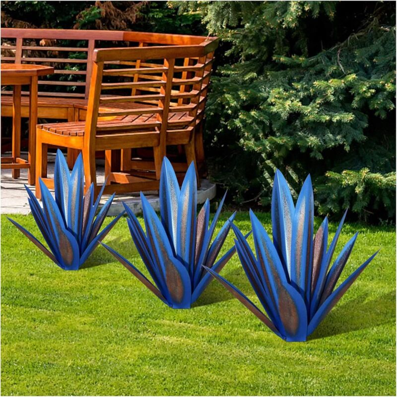 Rustikale Metallskulptur, 55 Cm – Dekorative Agavenpflanze Für Den Garten – Wetterfest – Für Drinnen Und Draußen Geeignet
